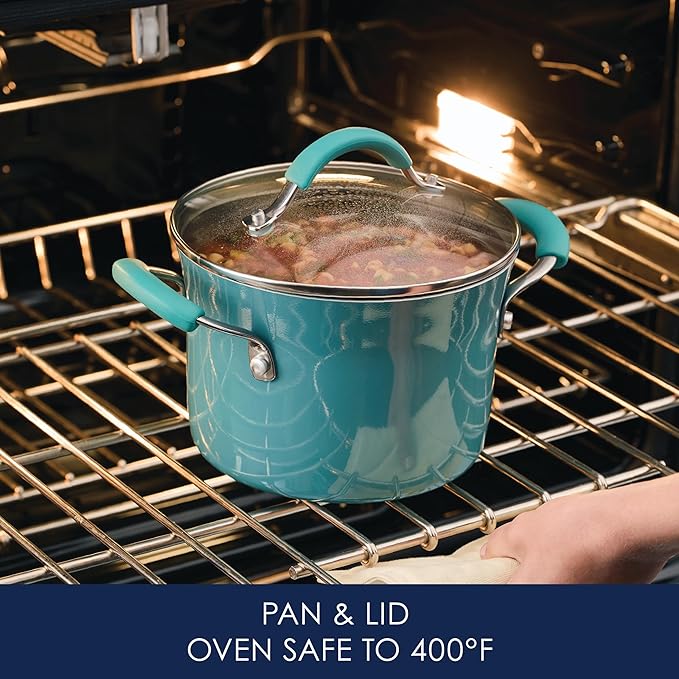 Rachael Ray Cucina Hard Porcelain Enamel Nonstick Multi-Pot / Steamer Set, 3-Quart, Agave Blue - 16799