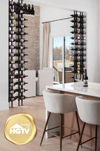 Ultra Wine Racks Floor-to-Ceiling Mount Display (1 Side, Triple Deep, Black, Holds 63 Wine Bottles) - Modern Metal Wine Storage for Wine Cellars, Home Bars, Kitchens, and Dining Rooms