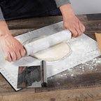 Koville African Natural Marble Rolling Pin, Non-Stick Polished Dough Roller, Pasta, Dumpling, Fondant, Pie Crust, Bread, Pizza Dough, Kitchen Baking Pastry Tools with Mat/Scraper(Grigio Fantasy)