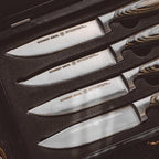 Schmidt Brothers -Bonded Ash 4-Piece Jumbo Steak Knife Set, High-Carbon German Stainless Steel Cutlery in a Wood Gift Box