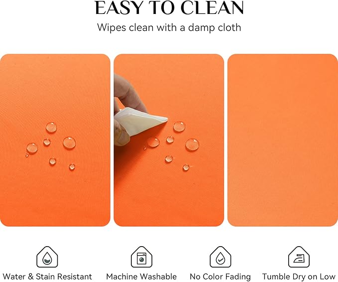 Softalker Rectangle Tablecloth, Waterproof & Stain Resistant Table Cloths Wrinkle Free Fabric Washable 210GSM Polyester Table Cover for Dining/Party/Outdoor - 52 x 70 inch,Orange