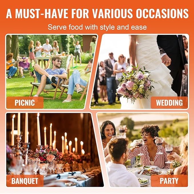 VEVOR Chafing Dish Buffet Set, 8 Qt 2 Pack, Stainless Steel Chafer with 2 Full Size Pans, Rectangle Catering Warmer Server with Glass Lid Water Pan Folding Stand Fuel Holder, for Wedding Party Banquet