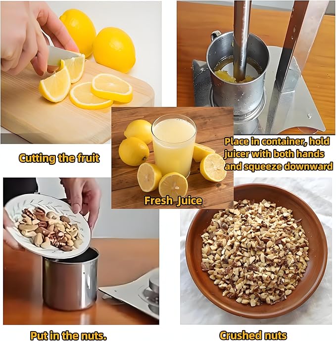 Lemonade stand Fruit Juicer Squeezer Stainless Steel Press Handled,Manual Juicer Press Lemon Lime Crusher Nut Grinder for Fruit or Nuts