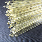 100 Pieces Disposable Plastic Round Top Clear Swizzle Sticks, Crystal Cake Stick, Cocktail Coffee Drink Stirrers 7.24 Inch (Golden)