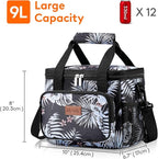 Lifewit Medium Lunch Bag Insulated Lunch Box Soft Cooler Cooling Tote for Adult Men Women, Flower 12-Can (9L)
