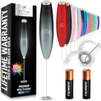 Zulay Kitchen Milk Frother Handheld Electric Whisk with AA Duracell Batteries – Durable Drink Mixer for Coffee, Lattes, Cappuccinos & More - Storm