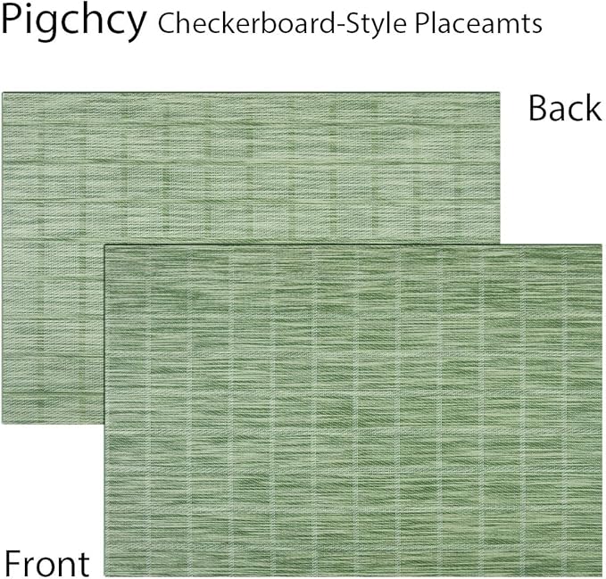 PIGCHCY Countryside Placemats Set of 6 Woven Heat Resistant Placemats Washable Easy to Clean Table Mats for Dining Room and Decor (Pear Green)
