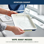 GreenPan Bakeware 13" x 9" Quarter Sheet Pan, Ceramic Nonstick Baking Pan, PFAS & BPA Free, Gold Handles, Durable Steel, Versatile & Space Saving Ovenware, Freezer to Oven Dish, Oxford Blue