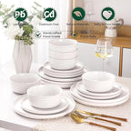 AmorArc Stoneware Dinnerware Sets,Round Reactive Ceramic Plates and Bowls Set,Highly Scrath Resistant | Dishwasher & Microwave Safe Dishes Set,Service for 4 (12pc)-White