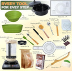 Sourdough Bread Baking Supplies 34 oz Sourdough Starter kit with Pot, 2 Silicone Bread Proofing Baskets, and Bread Making Tools Kit - Green