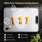 2 in 1 Pure Titanium Cutting Boards for Kitchen Chopping Board with Handle Large Big Small Kitchen Meat Butcher Block Not Stainless Steel Wood Bamboo Glass Rubber Plastic Silicone Acrylic Teak Sink