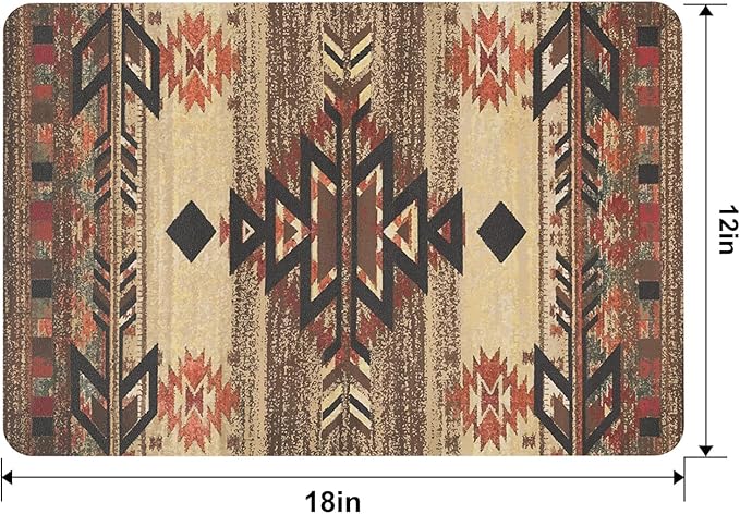 QIYI Placemats Set of 4, 12x18 Inch PU Leather Place Mats for Kitchen Dinning, Heat Resistant Anti Slip Brown Table Mats, Waterproof Wipeable Washable Placemat Party Table Décor, Geometric Motifs