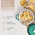 Nuovva Enamelled Cast Iron Dutch Oven Pot with Lid – 6.4 Quart Non Stick Casserole Pot – Heavy Duty & Oven Safe up to 500° F for Bread Baking, Braising, Stews, Roasting – 28cm Dark Green