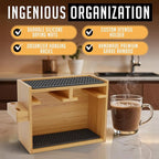 HEXNUB – Bamboo Organizer for AeroPress, Coffee Caddy Station Holds AeroPress Coffee Maker, Accessories, Filters, Cups, Stand includes Dripper Mats (Black)