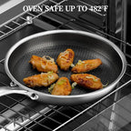 Stainless Steel Frying Pan with Lid - 11 Inch Nonstick Frying Pan with Lid, Honeycomb Stainless Steel Skillet Omelet Chef's Pan with Stay Cool Handle, Induction Compatible, PFOA Free