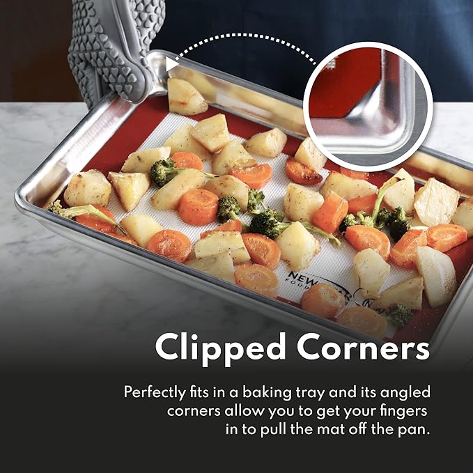 New Star Foodservice Commercial 18-Gauge Aluminum Sheet Pan & Silicone Baking Mat Set, 9 x 13 inch (Quarter Size)