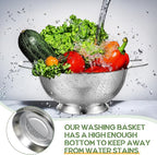 Bokon 3 Pcs Stainless Steel Colander Set Colander Bowl and Sieves 1/3/5 Quart Metal Mesh Strainer Net Basket with Handles Food Spaghetti Strainer for Kitchen Draining Pasta Rinsing(Silver)