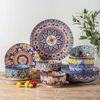 glowworm Salad Plates Set of 6, 8.5 Inch Ceramic Dinner Plates, Colorful Bohemian Dessert Plates Set for Kitchen, Restaurant, Housewarming Gift, Microwave, Oven and Dishwasher Safe