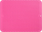 Silicone Dish Drying Mat for Multiple Usage,Easy clean,Eco-friendly,Heat-resistant Silicone Mat for Kitchen Counter or Sink,Refrigerator or drawer liner Rose L 16 inches x 12 inches