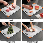 100% Pure Titanium Cutting Board with Grooves, Update Double Side Titanium Chopping Board, Silicone Anti-slip Stainless Cutting Boards for Kitchen 12 * 18 IN, Orange