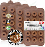 Donut Silicone Chocolate Molds, Mini Donut Pan Mold Gummy Candy Mold for Caramels Chocolate Ice Cube Jelly Truffles Pralines Ganache - 4 Pack