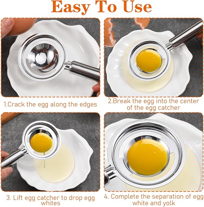 Egg Yolk Separator, Stainless Steel Egg Separator For Raw Eggs, Quick Egg White Separator Tool For Baking Cake, Kitchen Gadget