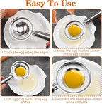 Egg Yolk Separator, Stainless Steel Egg Separator For Raw Eggs, Quick Egg White Separator Tool For Baking Cake, Kitchen Gadget