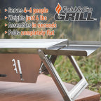 FoldNGo Portable Charcoal Grill with 6 Skewers - Stainless Steel Foldaway Grill for Camping, BBQ, Tailgating, Picnics - Instant Assembly, Includes Gloves & Carry Bag