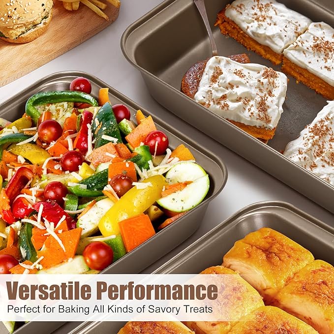 9x13 Baking Pan with Lid, Non Stick Sheet Pans for Baking, Rectangle Cake Pan Carrier with Lid and Handle