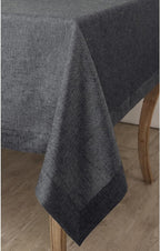 Solino Home Linen Tablecloth 60 x 108 Inch - 100% Pure Linen Charcoal Grey Table Cloth for Rectangle Tables - Athena, Machine Washable Tablecloth for Fall, Autumn, Halloween