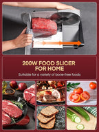 FOHERE 200W Meat Slicer Machine for Home, Electric Food Slicer with Two 7.5" Sharp Stainless Steel Blade(Serrated + Smooth) 0-15mm Precise Thickness Deli Meat Slicer for Bread Fruit Vegetable(Silver)