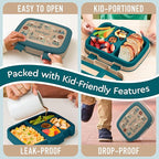 Bentgo Kids Prints Leak-Proof, 5-Compartment Bento-Style Kids Lunch Box - Ideal Portion Sizes for Ages 3-7, Durable, Drop-Proof, Dishwasher Safe, & PFAS & BPA-Free Materials (Trains)