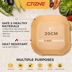 Air Fryer Liners Disposable - 300Pcs 8In Square Parchment Paper for Air Fryer Non-Stick Airfryer Basket Liners for Steamer Microwave Oven