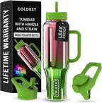 Coldest Tumbler with Handle and Straw - 100% Spill Proof Tumbler with Straw (3 Lids) - Stainless Steel Insulated Leakproof Tumblers for Women & Men - Cup Holder Friendly - 46 oz (Tinsel Nova)