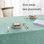 Waterproof Cotton Linen Tablecloths Rectangle Dining Table Cloth, Wipe Clean Indoor & Outdoor Table Cover for Buffet Party and Banquets, Wrinkle Resistant（54"x70"） Onyx Green