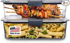 Rubbermaid Brilliance BPA-Free Food Storage Containers with Lids, Airtight Clear Set of 2 (9.6 Cup), Ideal for Lunch, Meal Prep, and Leftovers