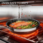 KITEXPERT Non Stick Frying Pans with Lid, 8" Titanium Ceramic Pan Nonstick Stainless Steel Skillet, PFAS PFOA & PTFE Free, Quick-Cool Handle, Dishwasher & Oven Safe, Compatible with All Cooktops