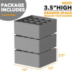SpaceAid Sock Drawer Organizer Divider 3 Pack, 64 Cell Dresser Closet Nursery Underwear Organizers Storage Bins for Organizing Socks Underwear Ties Belts (Grey)