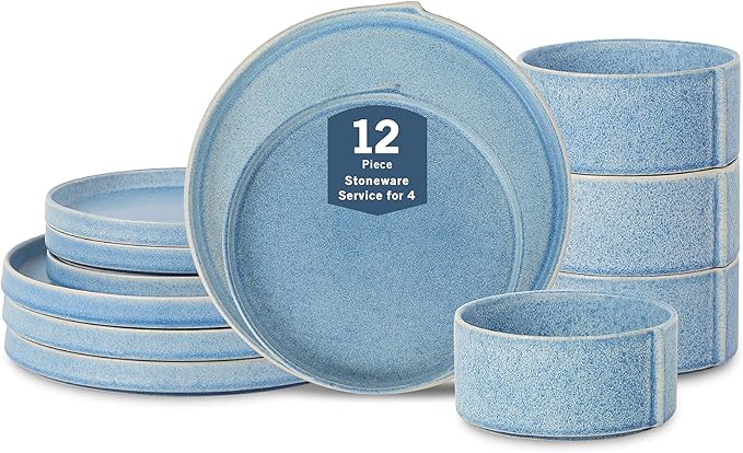Stone Lain Bao 12-Piece Dinnerware Set Stoneware, Blue