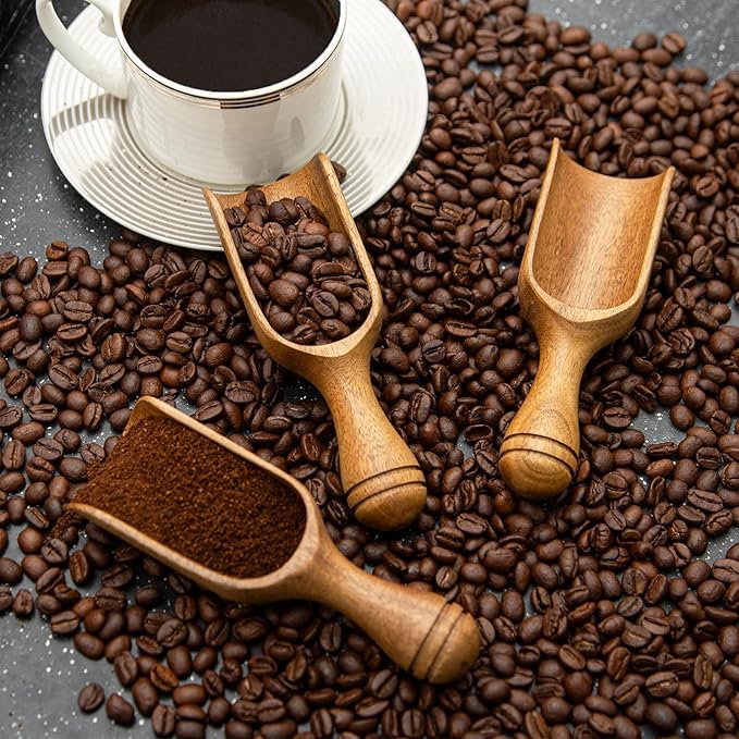 Big Coffee Scoops Shovel,Large Ground Coffee Scoop 3PCS Large Wooden Scoops for Jars 5.9″ Acacia Measuring Spoons for Coffee, Kitchen Scoop for Tea,Coffee, Powder, Bath Salts,Laundry -Multifunctional
