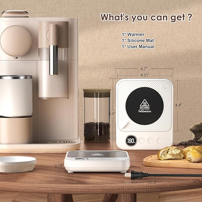 Coffee Mug Warmer for Desk, Electric 36W Coffee Cup Warmer with Auto Shut Off/Timer for Office Home, Smart Coffee Cup Mug Heater for Warming and Heating Beverage,Candle,Tea,Coffee Gifts,White