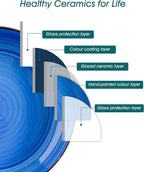 vancasso Pasta Bowls Set of 4, 46 oz Ceramic Salad Serving Bowls and Soup Bowls, Microwave Safe Pasta Plates, Large Shallow Kitchen Dishes, Bonita Series - Blue