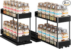 Nieifi Spice Rack Organizer for Cabinet, Vertical Spice Rack Pull Out, Easy to Install, Metal, 4.5''Wx10.35''Dx8.4''H, 2 Pack, 2 Tiers(Black)
