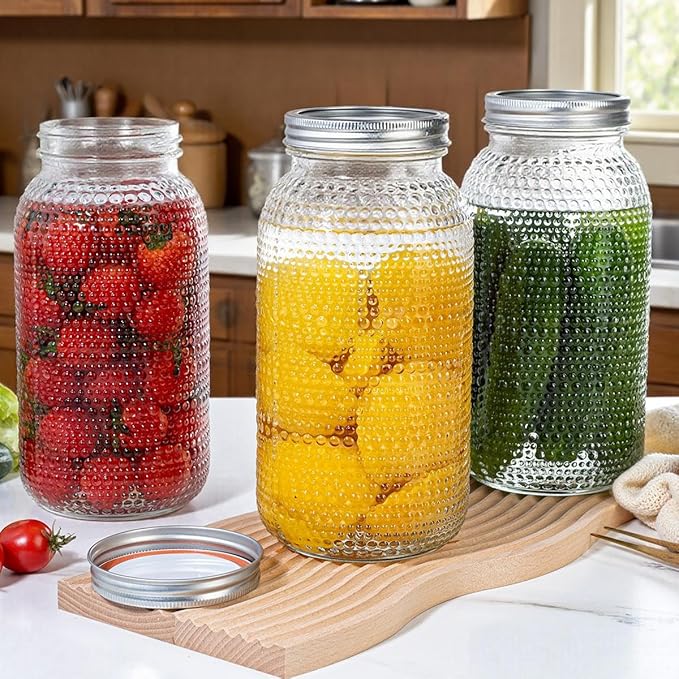 WELLIFE 1 Pack 64 oz Mason Jars Wide Mouth,Large Mason Jars for Pickling, Canning, Fermenting and Food Storage, Microwave & Dishwasher Safe