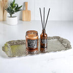 Alisveristime Small Ornate Metal Serving Tray – Ottoman Motif Decorative Tray (14.2" x 7.1", 10.8 oz) (Silver)