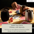 Sipworks Insulated Whiskey Tumbler - 8 oz Stainless Steel Bourbon Lowball Tumbler with Double Walled Vacuum Insulation - Spill Resistant Cocktail Nosing Glass Mug | Travel & Parties - Midnight Black