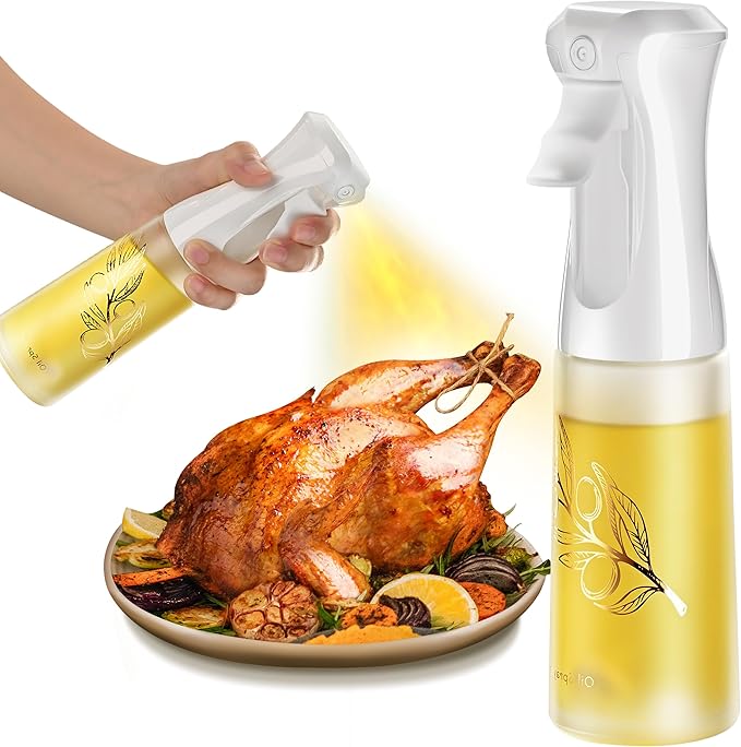 Oil Sprayer for Cooking, Olive Oil Sprayer Mister, 200ml Glass Olive Oil Spray Bottle, Kitchen Gadgets Accessories for Air Fryer, Patented Technology, Widely Used for Salad Making Baking Frying BBQ