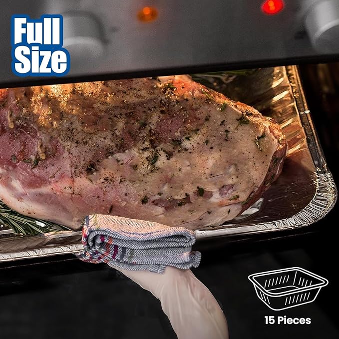 EHOMEA2Z Large Aluminum Pans Full Size Deep Foil Disposable Durable Large Steam Table Pans for Baking Serving, Chafing Trays for Caterers, Bakeware 21 x 13 x 3 (50)