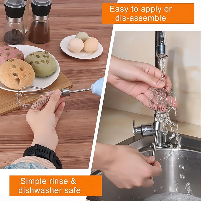 Egg Beater Whisk, Wireless Electric Multi-speed Control Rechargeable Batteries Balloon Whisk for Eggs, Milkshake Cream, Butter, Baby Food Fruits, Sauces and Soup for Kitchen,Camping,Party Gifts