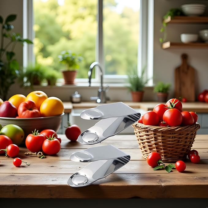 2Pcs Silver Stainless Steel Strawberry Huller Fruit Stem Remover Home Kitchen Tools for Cherry Tomato, Corers (2.8 * 1)